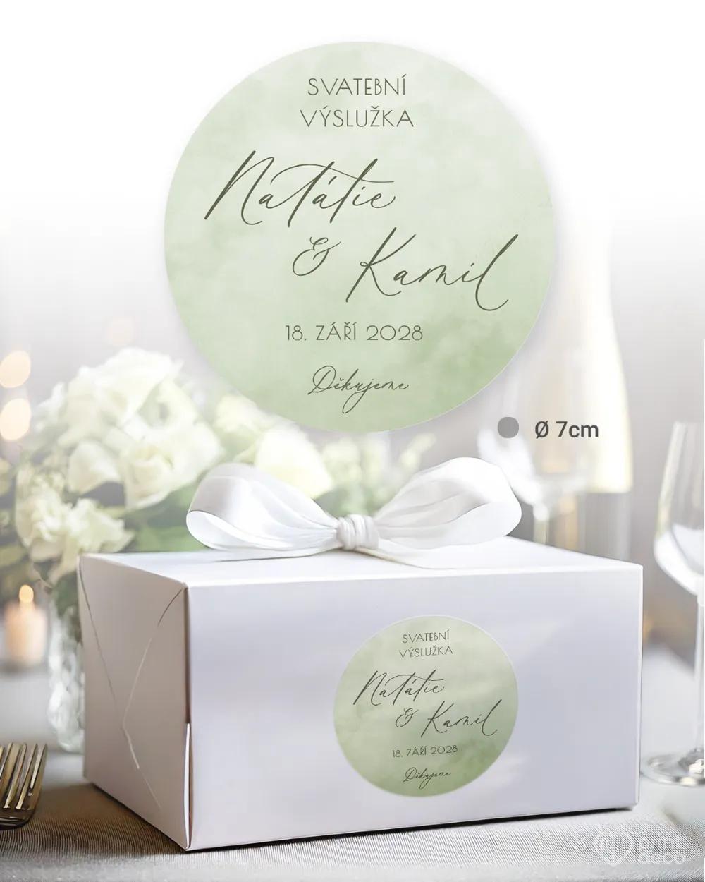 Svatební samolepky na výslužky akvarelová láska (zelená) 2/4