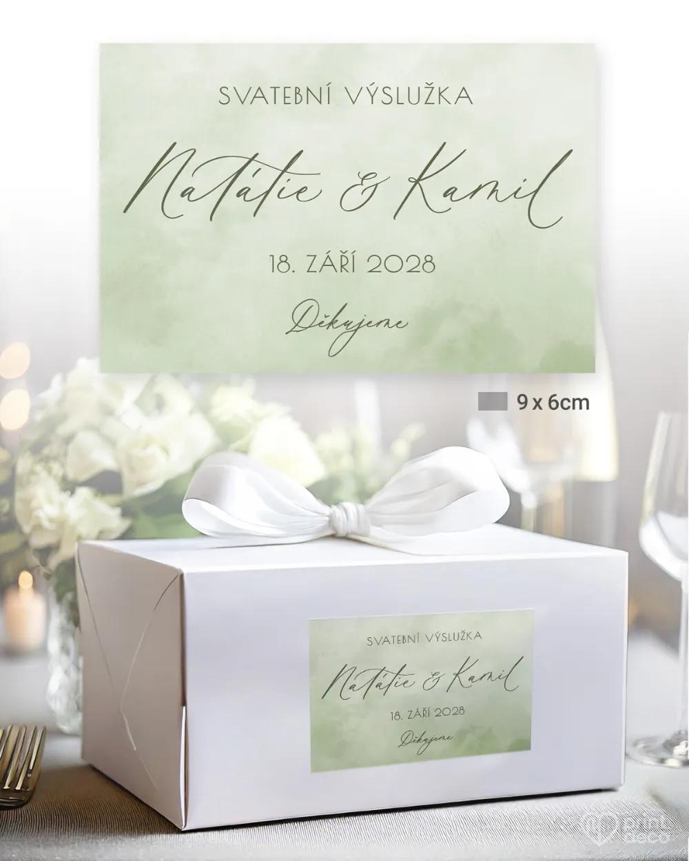 Svatební samolepky na výslužky akvarelová láska (zelená) 3/4