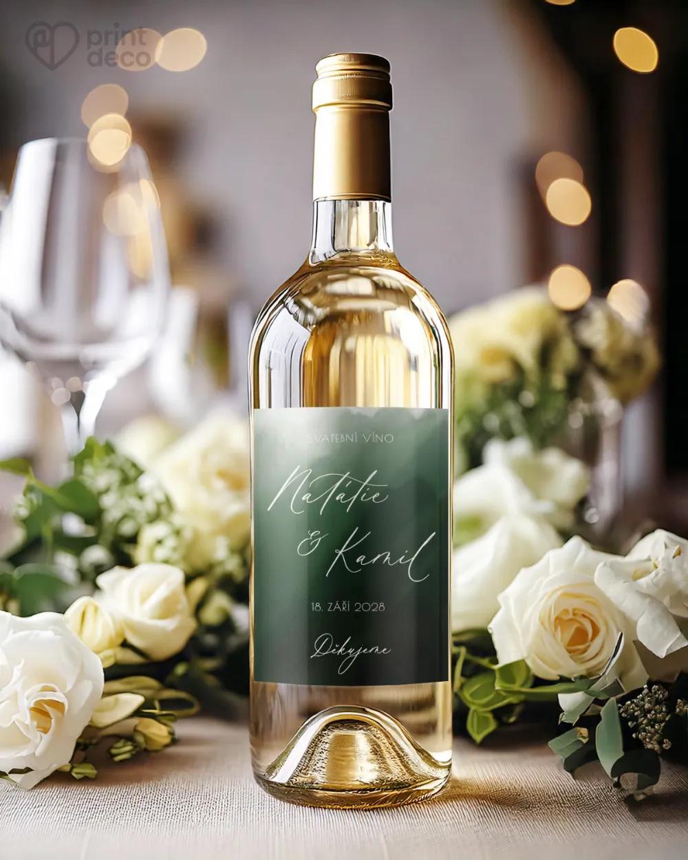 Svatební etikety Akvarelová láska (tmavě zelená) 1/2