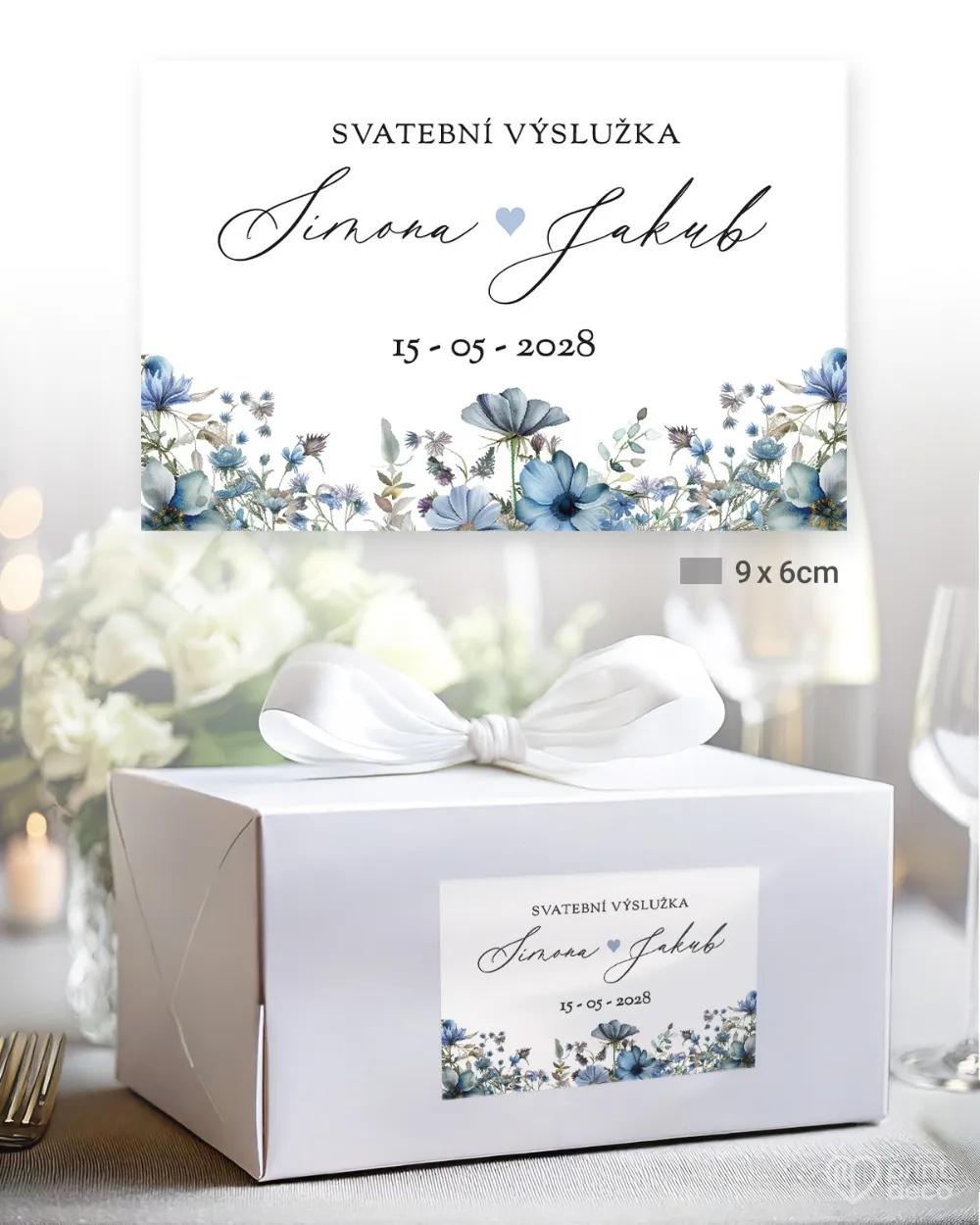 Svatební samolepky na výslužky modrý věneček 2/3