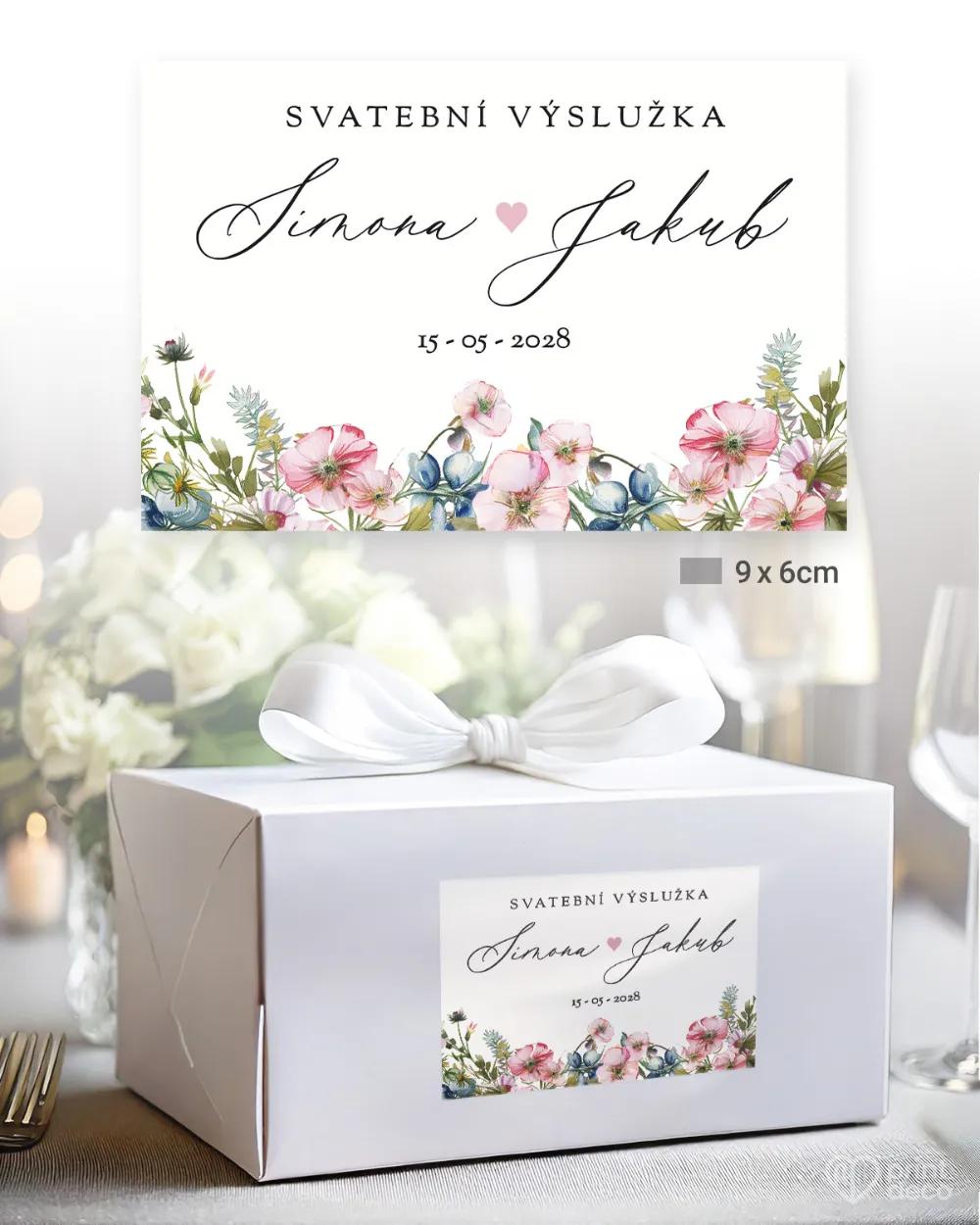 Svatební samolepky na výslužky růžový věneček I. 2/3