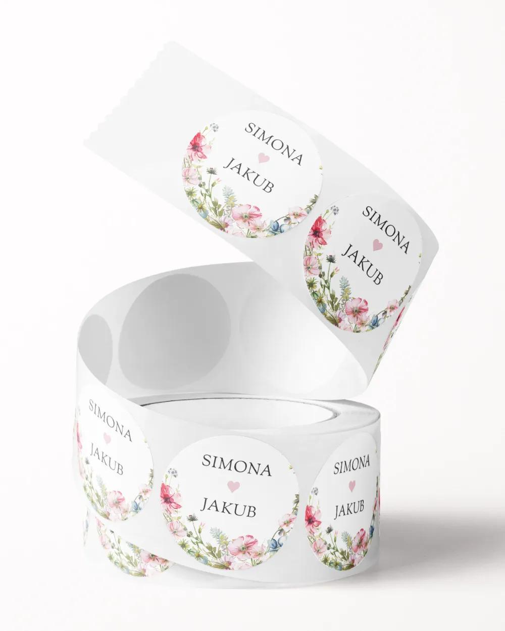 Svatební mini nálepky na obálky a dárky Růžový věneček I. 2/3