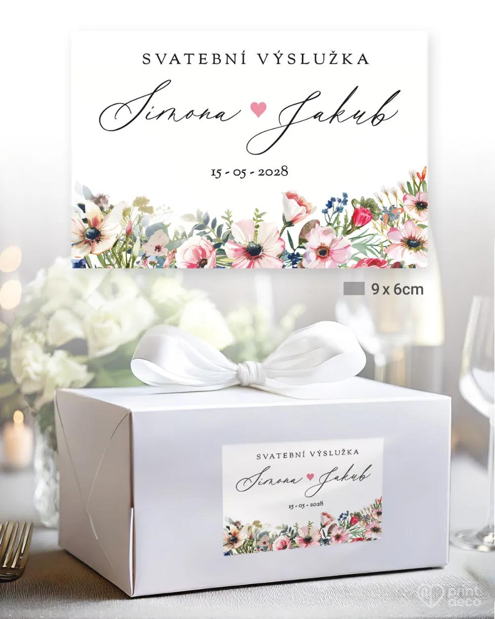 Svatební samolepky na výslužky růžový věneček II. 2/3