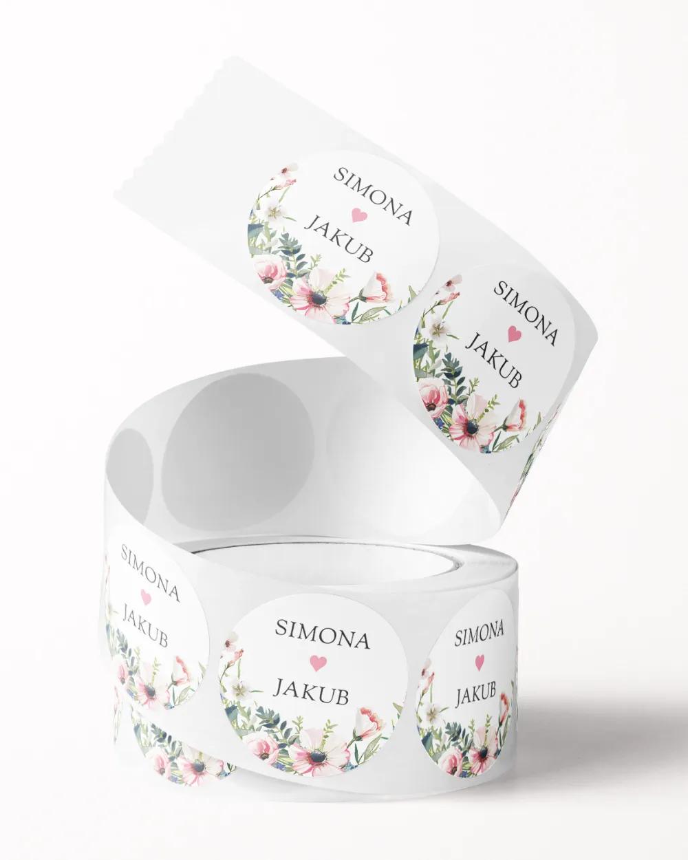 Svatební mini nálepky na obálky a dárky Růžový věneček II. 2/3