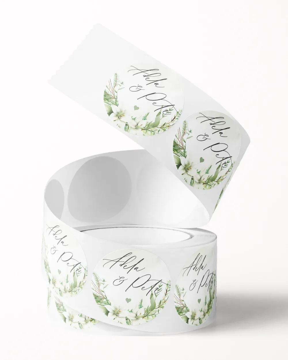 Svatební mini nálepky na obálky a dárky Liliový slib I. 1/3