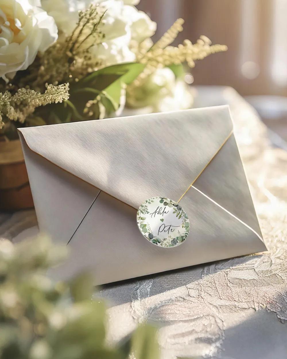 Svatební mini nálepky na obálky a dárky Slib přírody I. 1/3