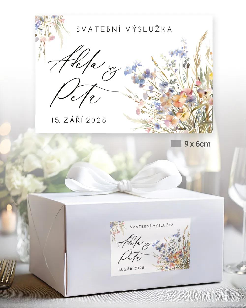 Svatební samolepky na výslužky luční láska 1/3