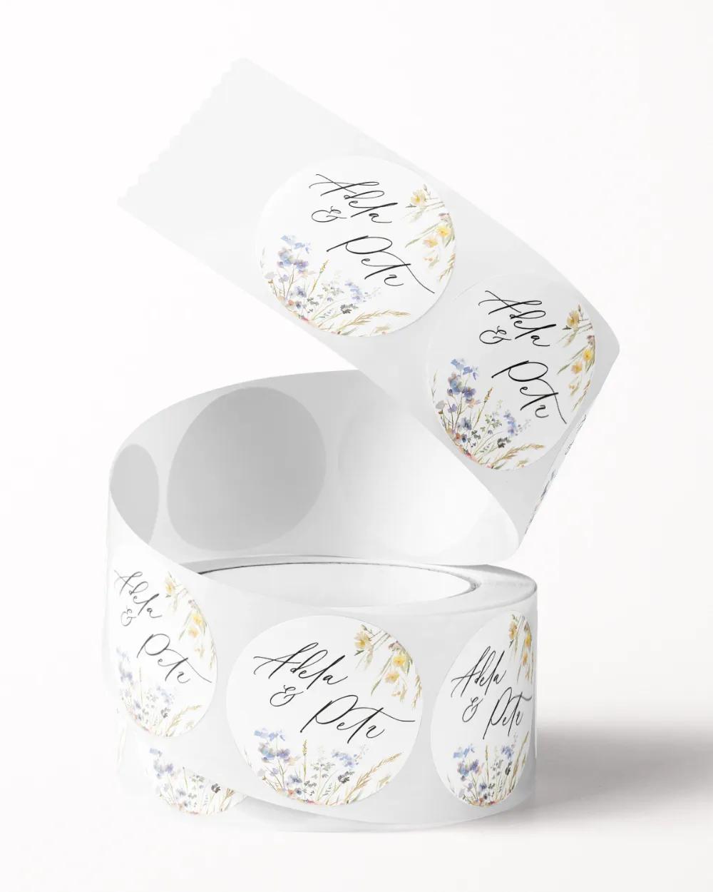 Svatební mini nálepky na obálky a dárky Luční láska 2/3