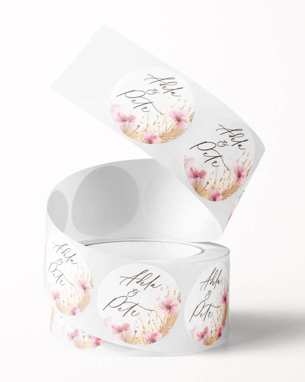 Svatební mini nálepky na obálky a dárky Květinový slib 2/3