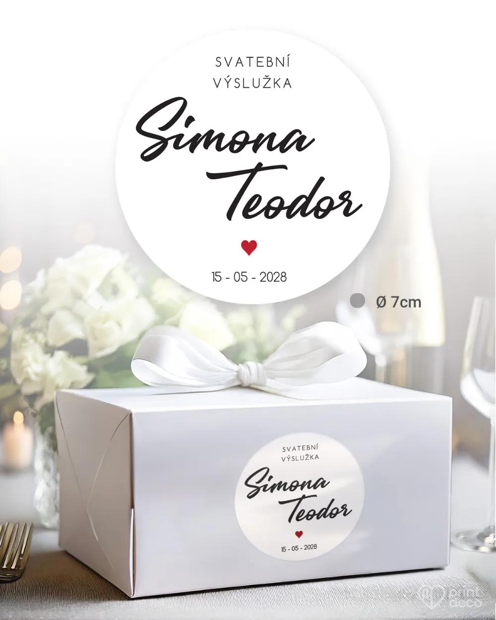 Svatební samolepky na výslužky jedno srdce 2/3