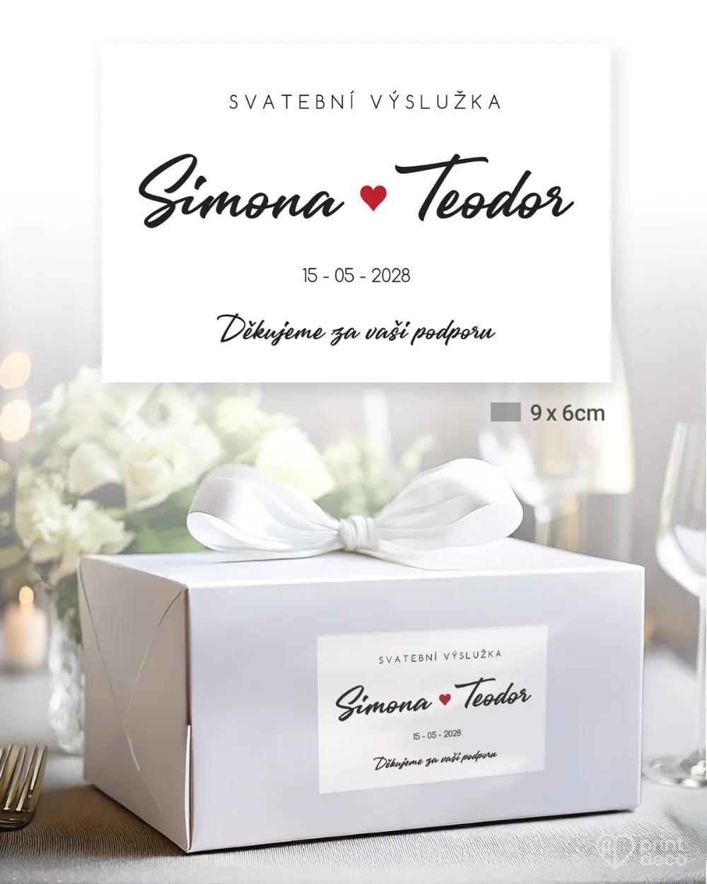 Svatební samolepky na výslužky jedno srdce 1/3