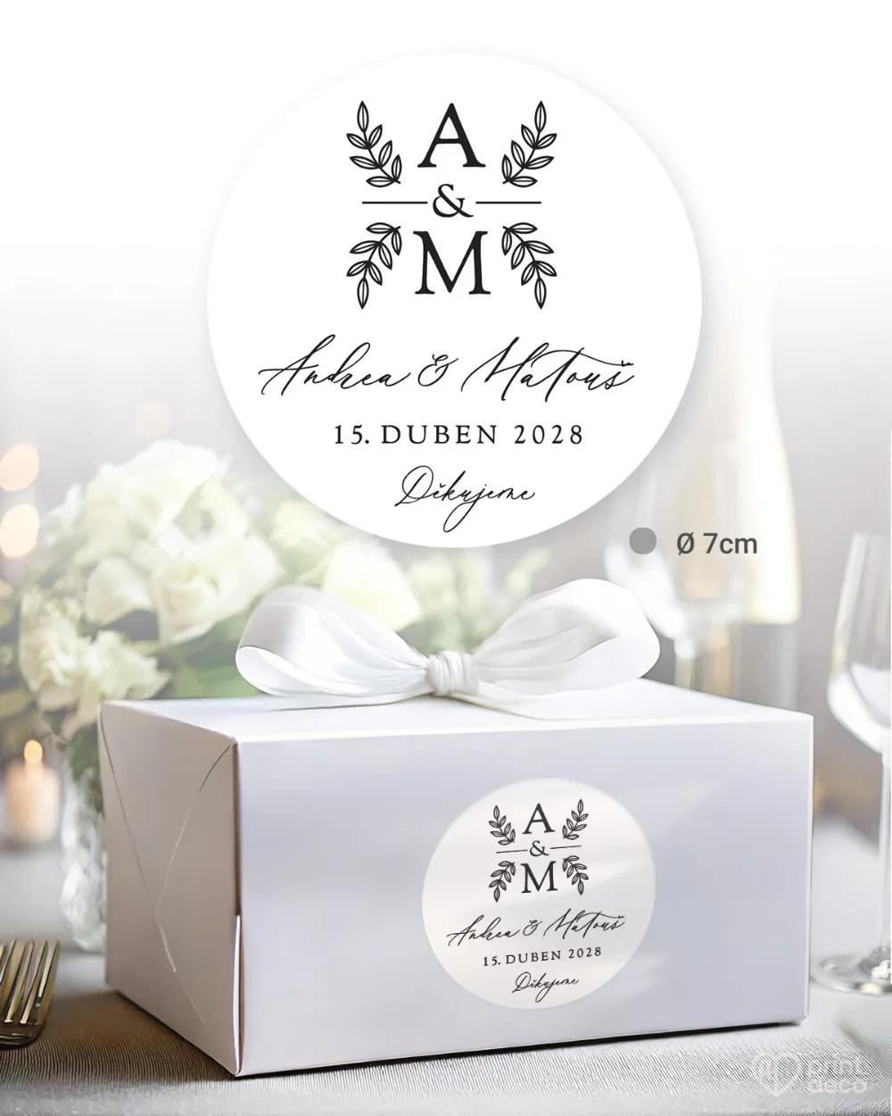 Svatební samolepky na výslužky jednoduchá láska I. 1/3