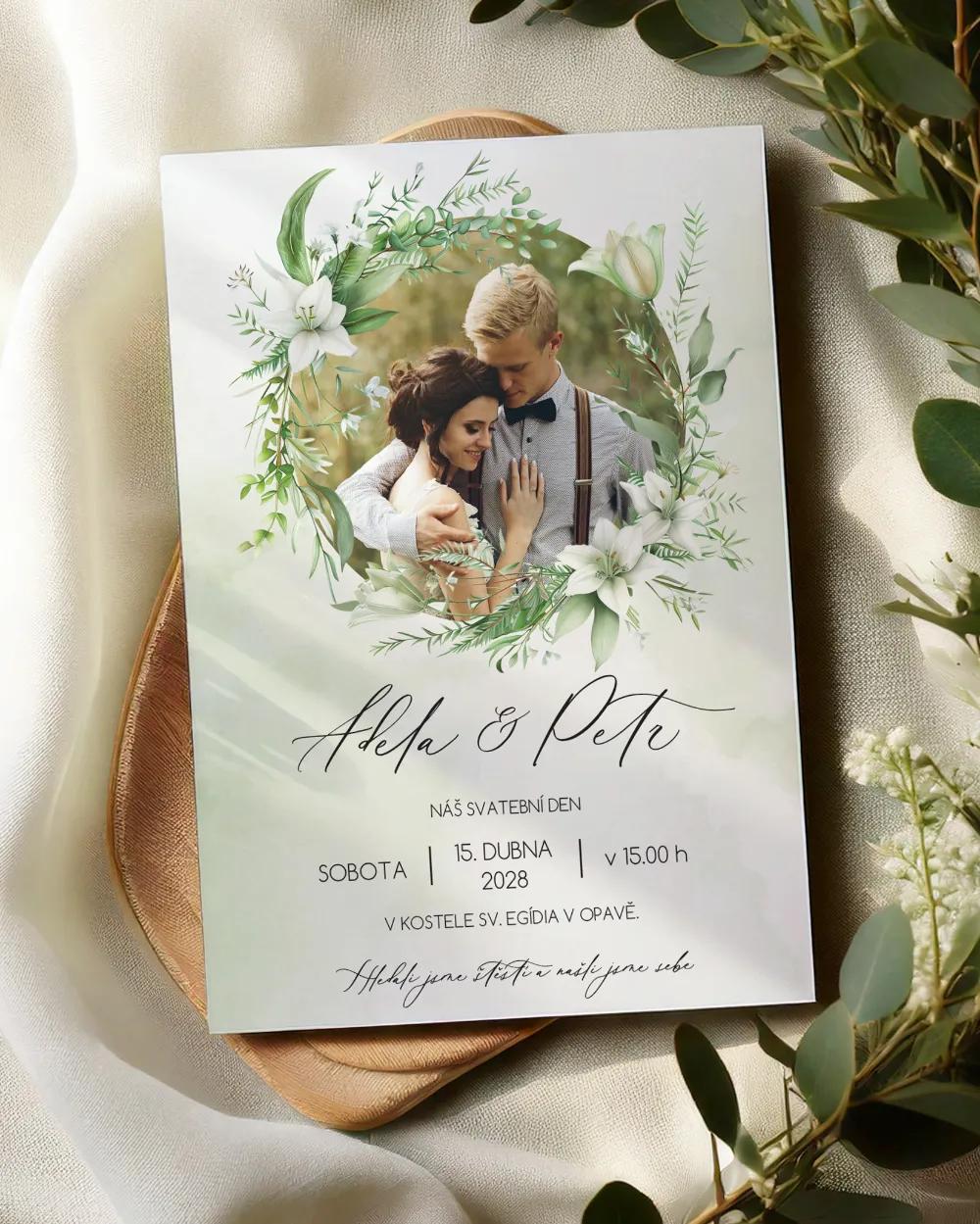 Svatební oznámení s fotkou - Laliový slib I