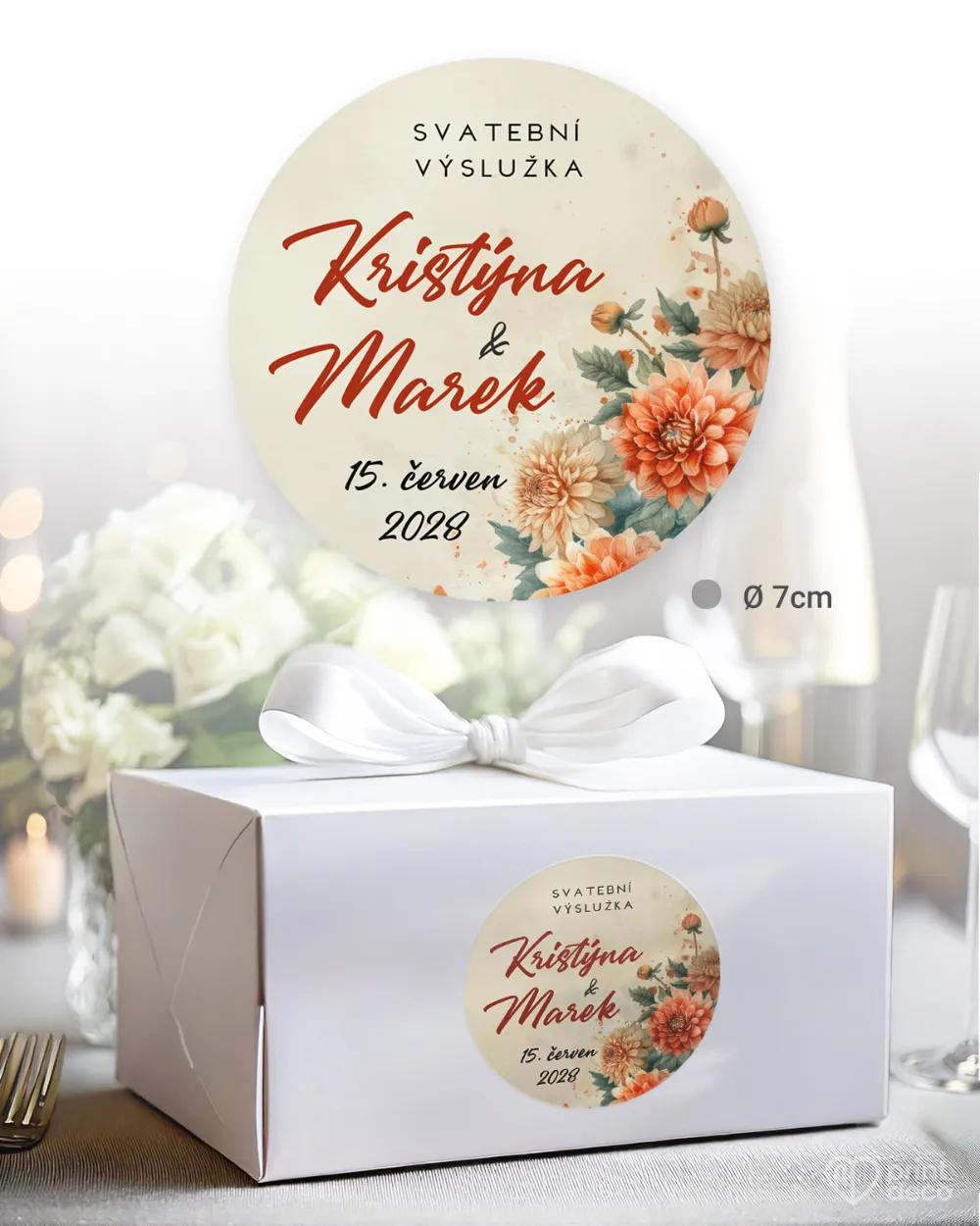 Svatební samolepky na výslužky rozkvetlá láska 1/3