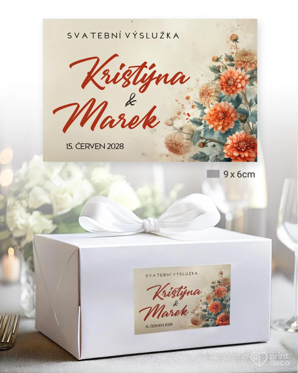 Svatební samolepky na výslužky rozkvetlá láska 2/3