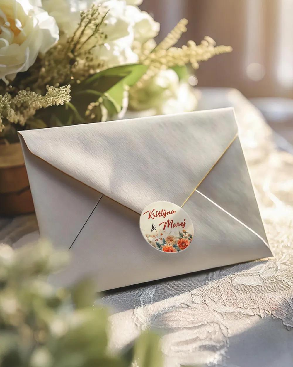 Svatební mini nálepky na obálky a dárky Rozkvetlá láska 1/3