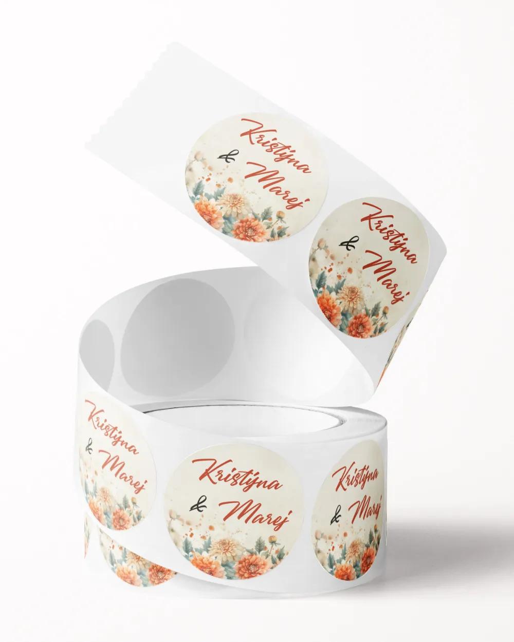 Svatební mini nálepky na obálky a dárky Rozkvetlá láska 2/3