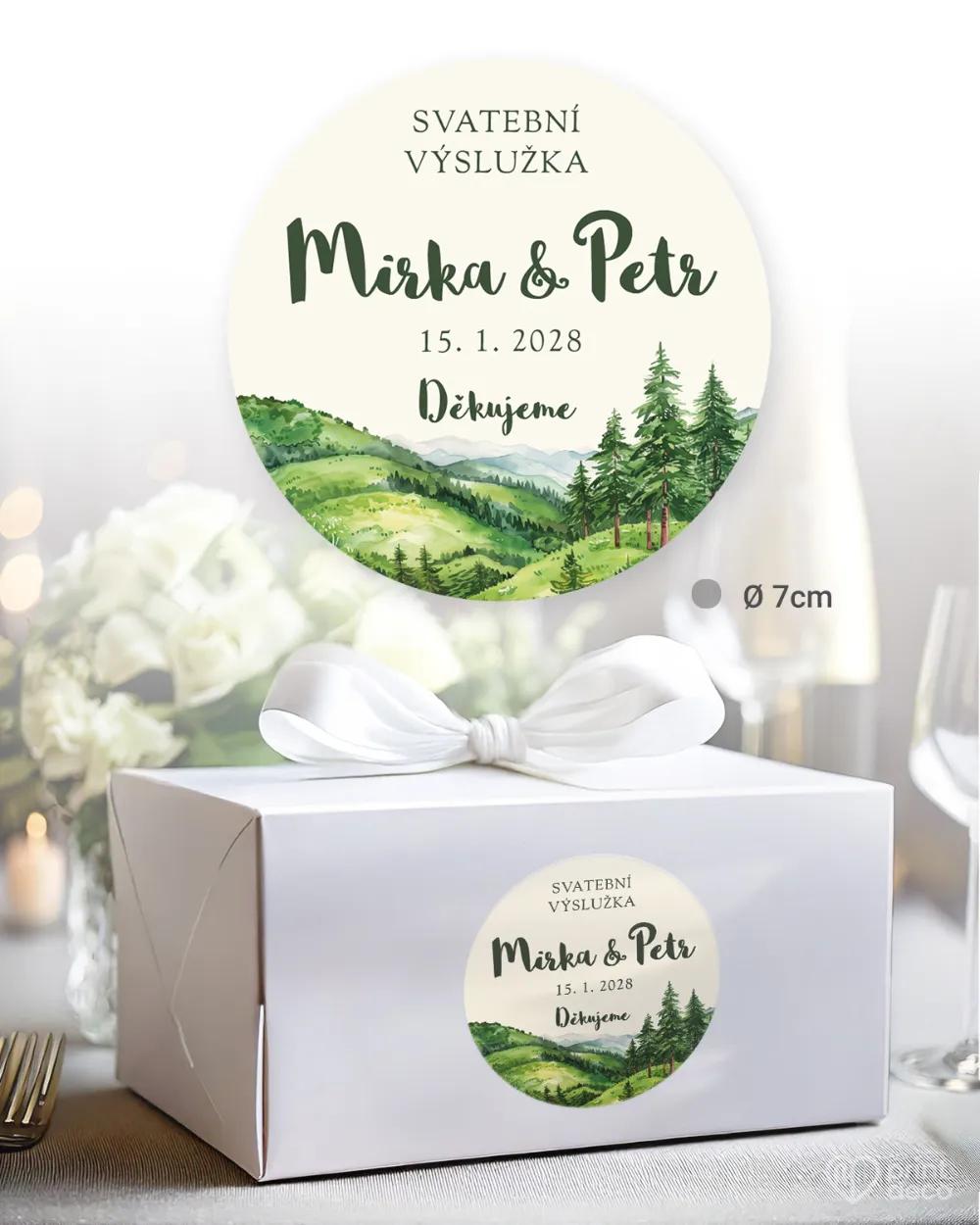 Svatební samolepky na výslužky láska z hor II. 1/3