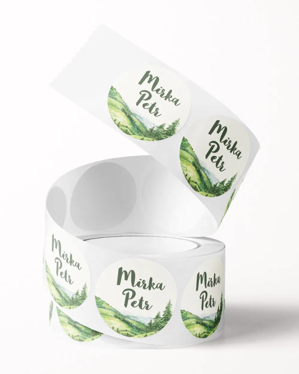 Svatební mini nálepky na obálky a dárky Láska z hor II. 2/3