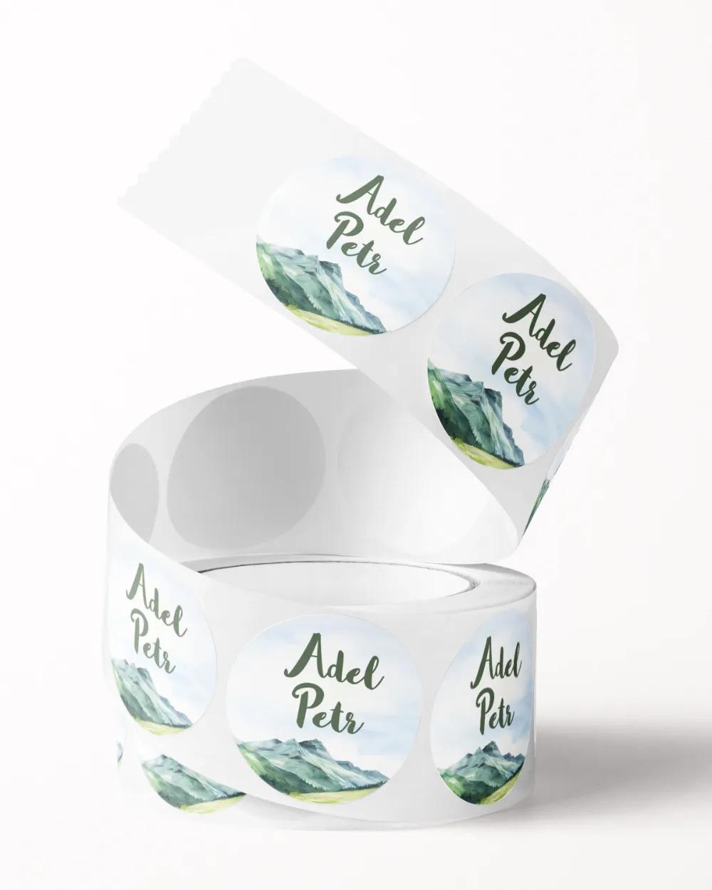 Svatební mini nálepky na obálky a dárky Láska z hor III. 1/3