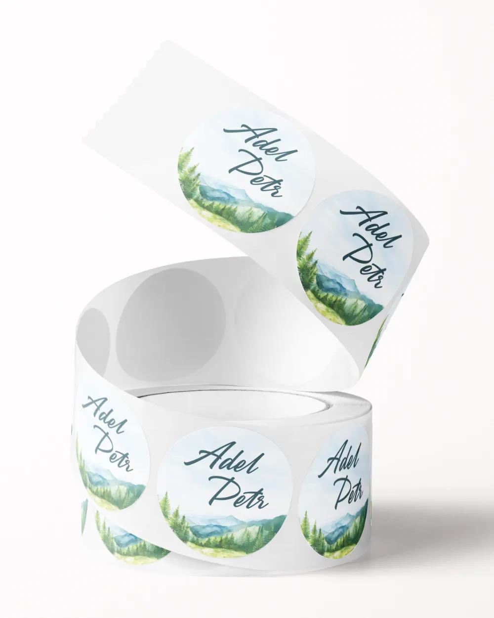 Svatební mini nálepky na obálky a dárky Láska z hor IV. 2/3