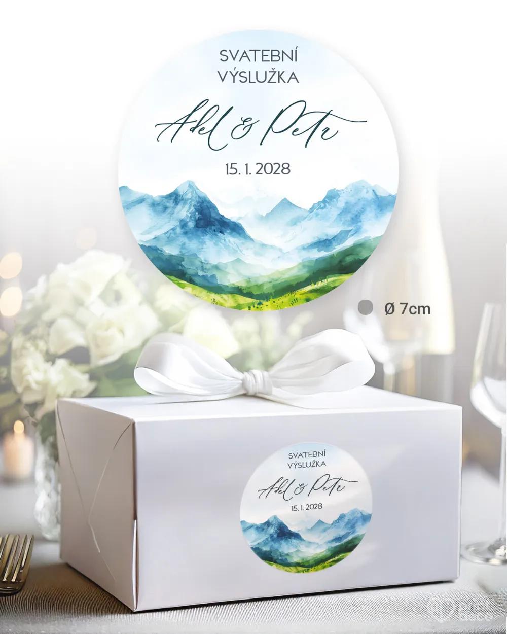 Svatební samolepky na výslužky láska z hor V. 2/3