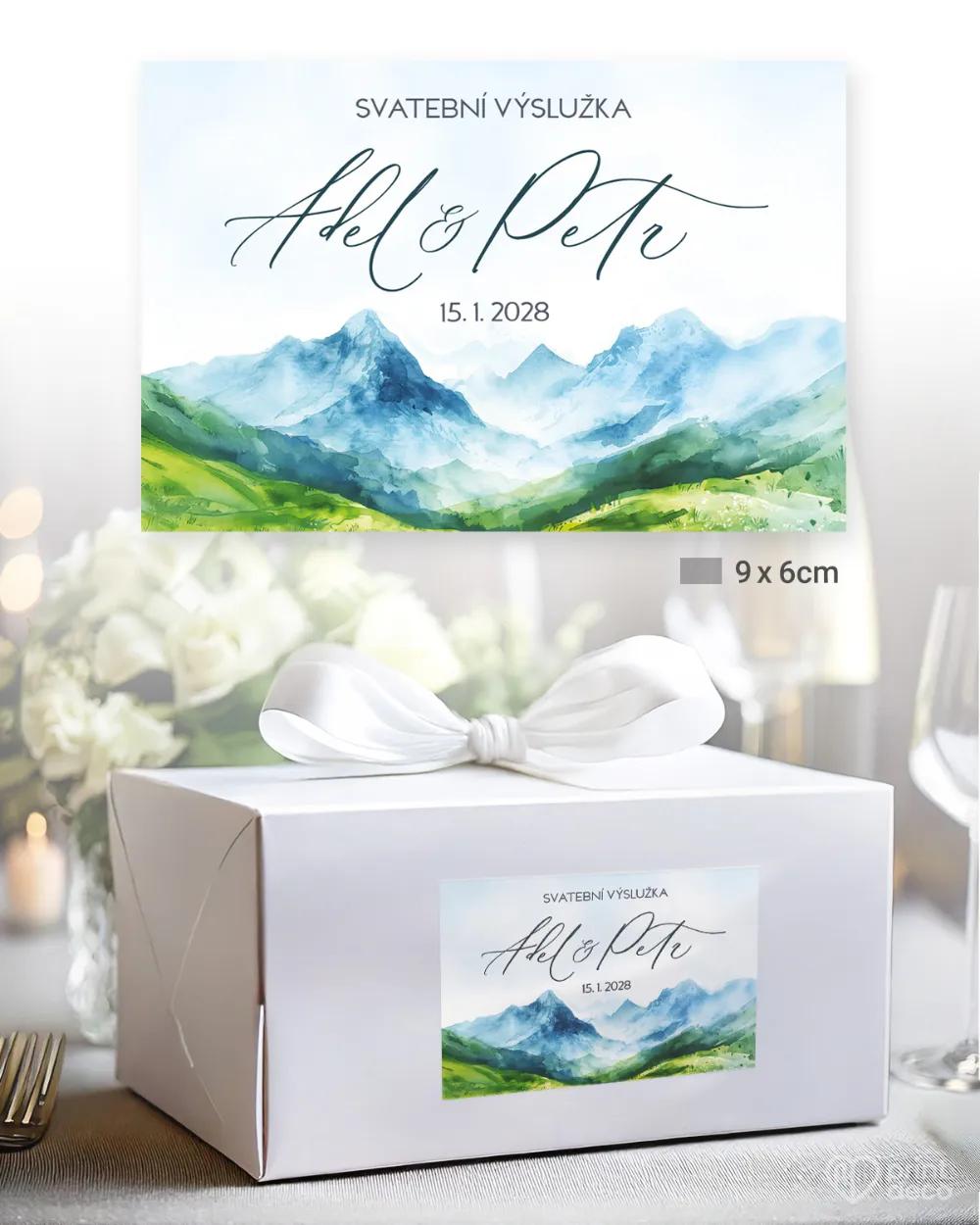 Svatební samolepky na výslužky láska z hor V. 1/3