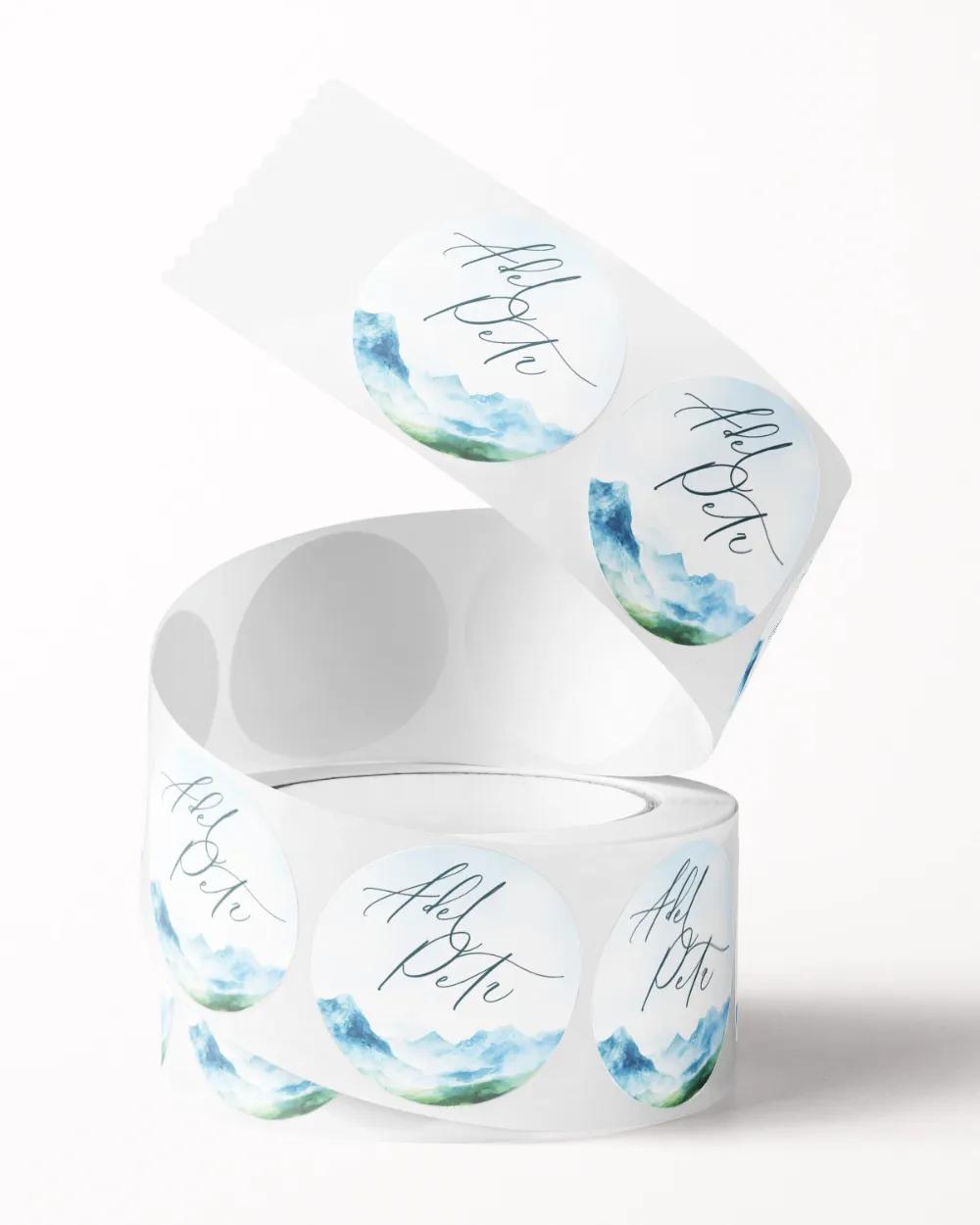 Svatební mini nálepky na obálky a dárky Láska z hor V. 2/3