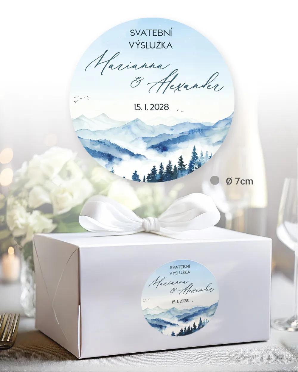 Svatební samolepky na výslužky zimní objetí 1/3