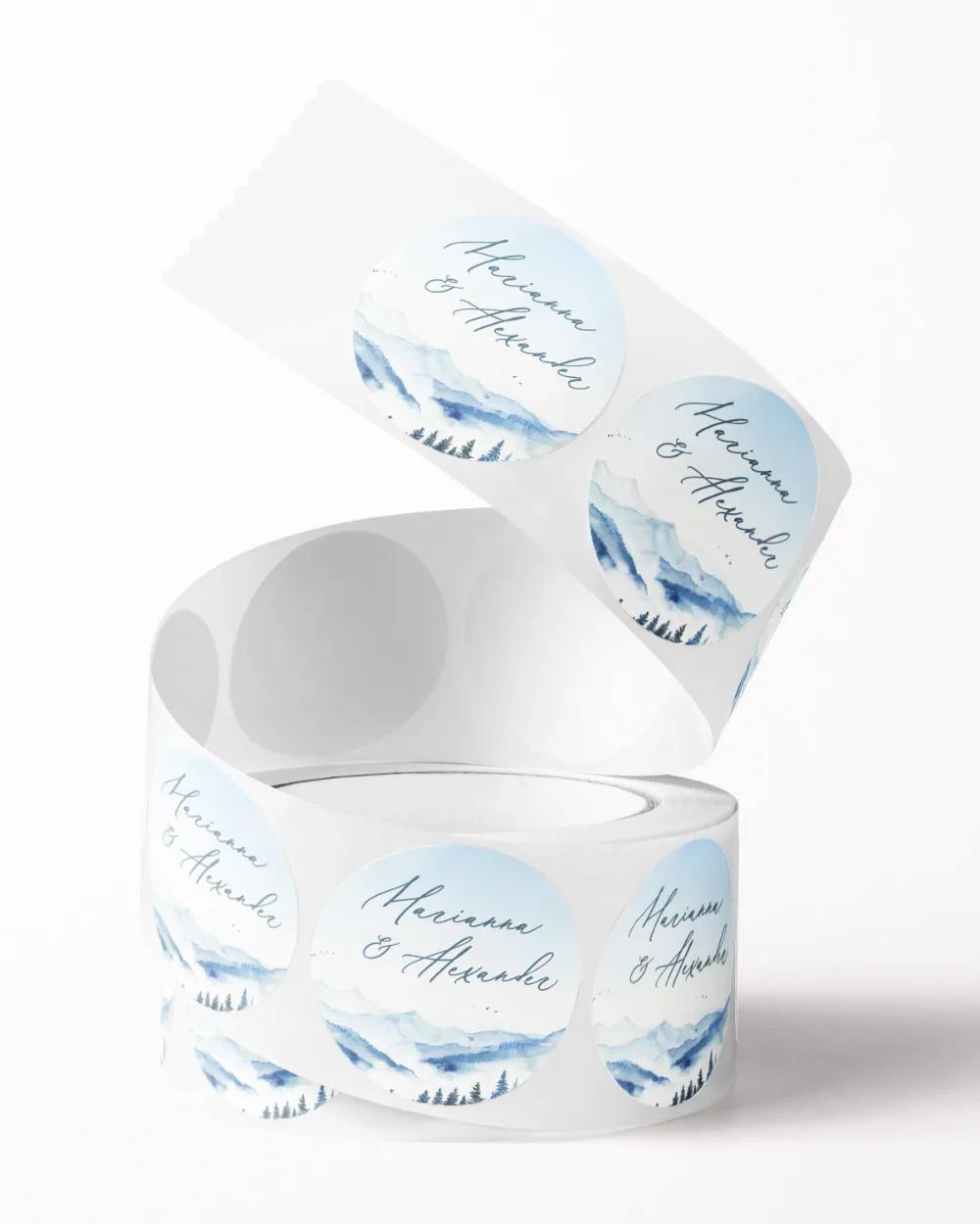 Svatební mini nálepky na obálky a dárky Zimní objetí 2/3