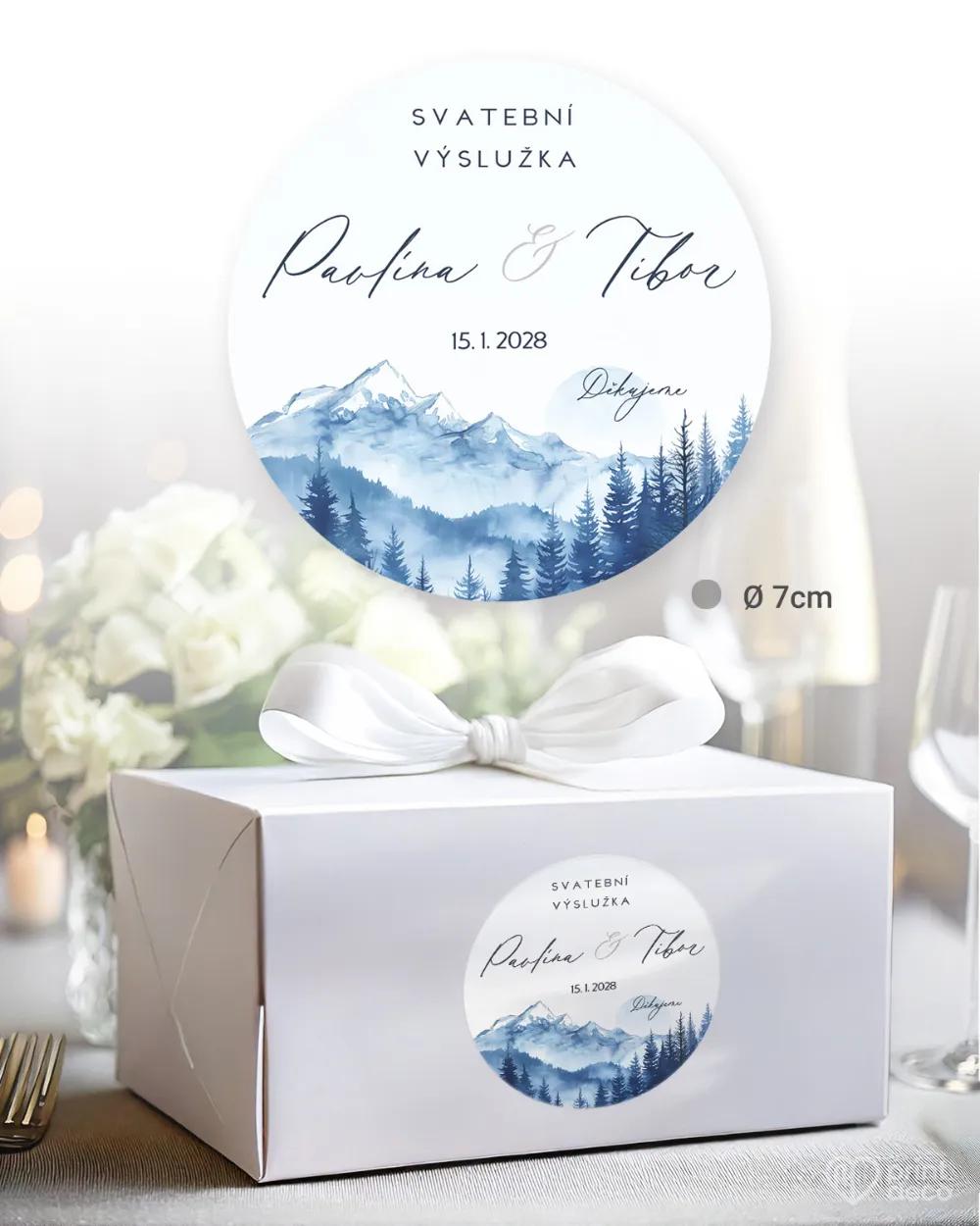 Svatební samolepky na výslužky ticho z hor 1/3