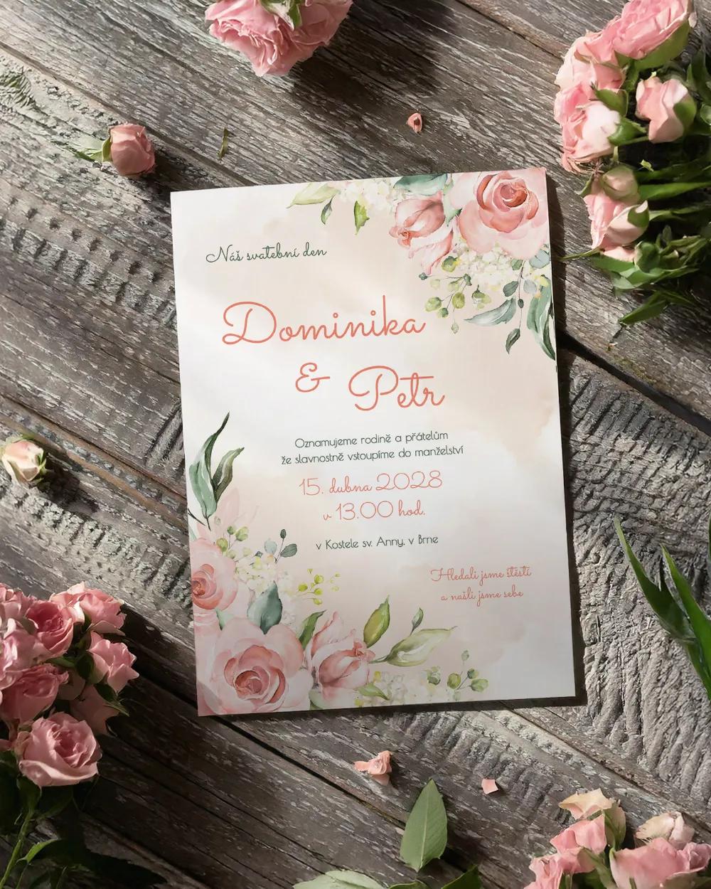 Svatební oznámení - Kvetoucí růže 1/2
