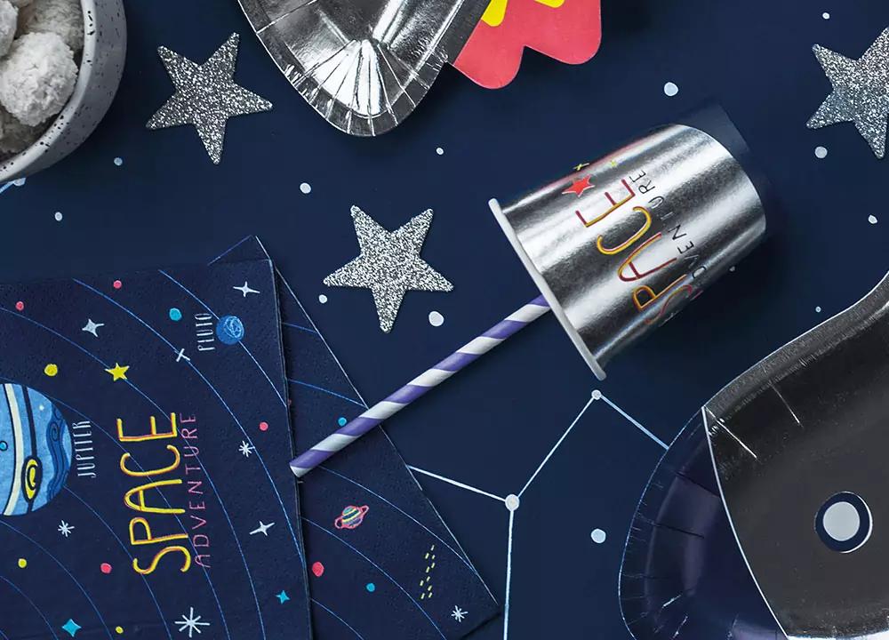 Fialové papírové brčka 19,5 cm, 10 ks, pásky 2/4