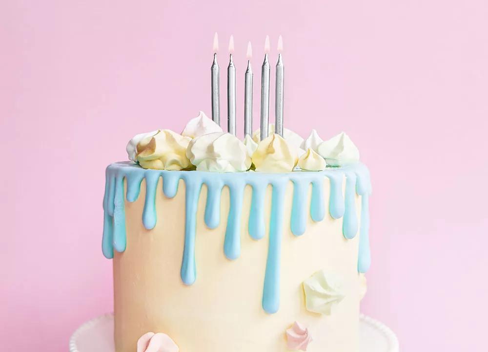 Narozeninové svíčky,metalické stříbrné, výška 6cm, 6ks 1/2