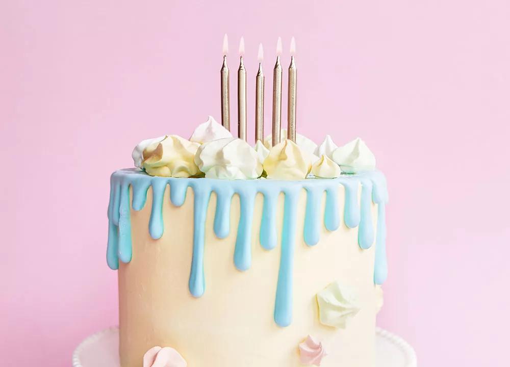 Narozeninové svíčky,metalické zlaté, výška 6cm, 6ks 4/5