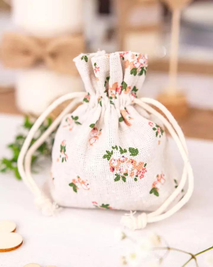 Dárkový sáček 10x12 růžové květy 1/2