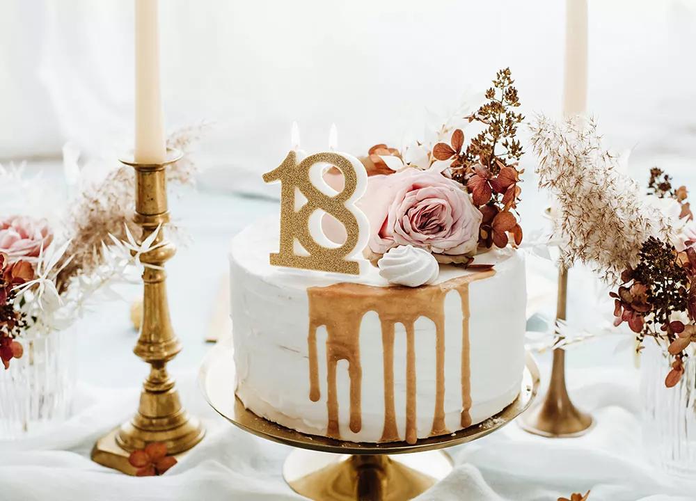 Narozeninové svíčky na 18-té narozeniny, zlatá, v7,5cm, 1ks 1/4