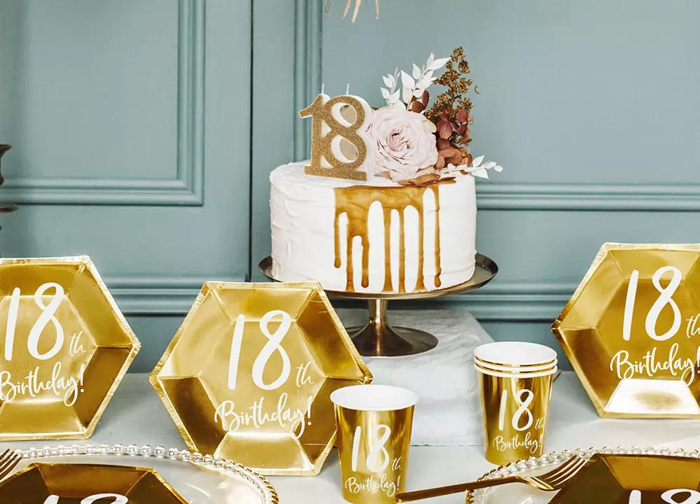 Narozeninové svíčky na 18-té narozeniny, zlatá, v7,5cm, 1ks 3/4