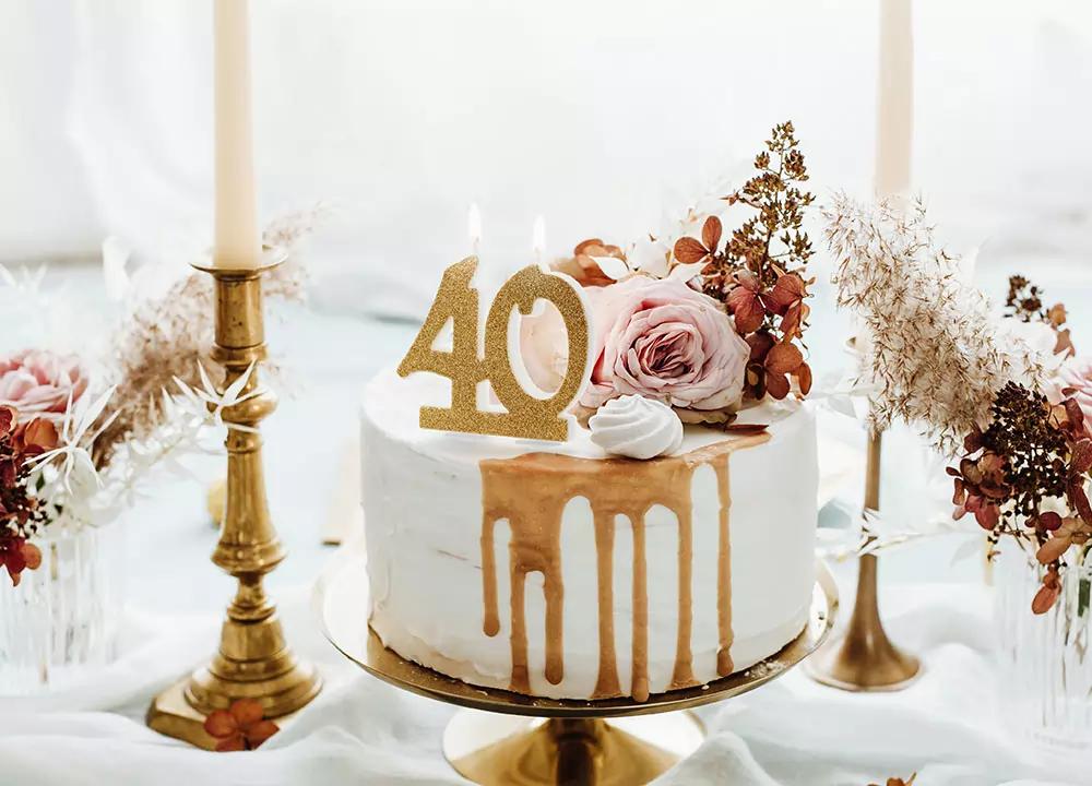 Narozeninové svíčky na 40-té narozeniny, zlatá, v7,5cm, 1ks 1/4