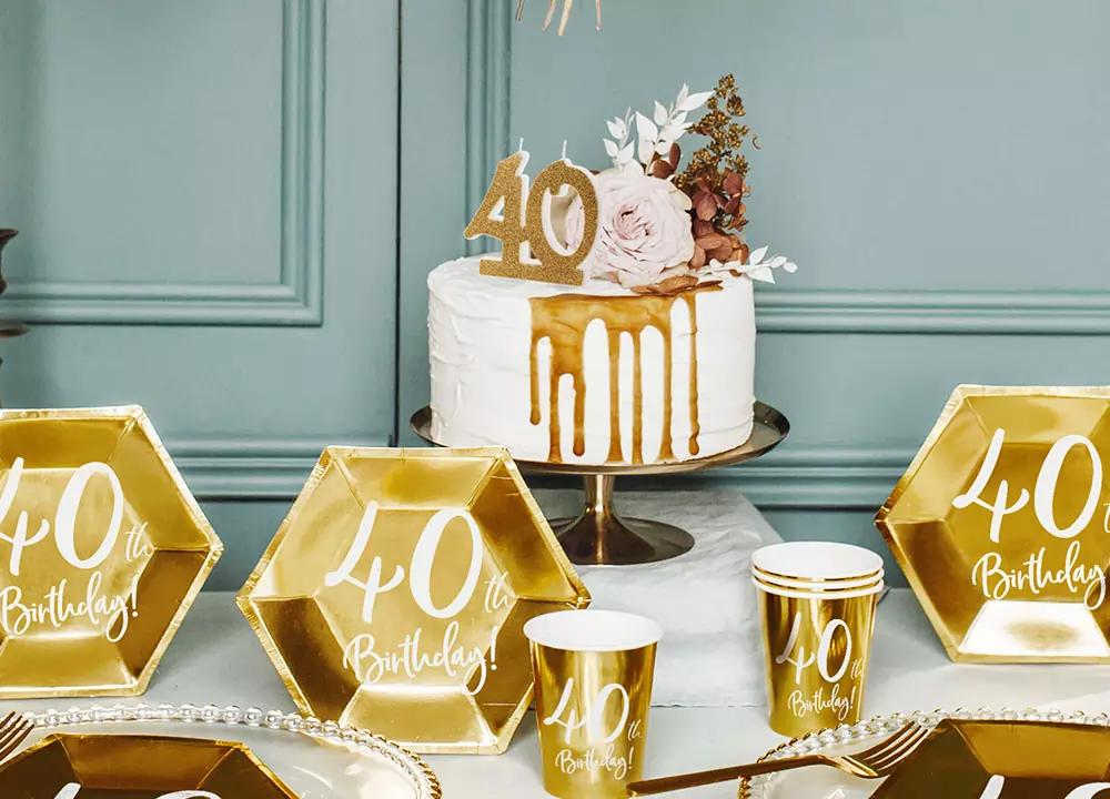 Narozeninové svíčky na 40-té narozeniny, zlatá, v7,5cm, 1ks 3/4