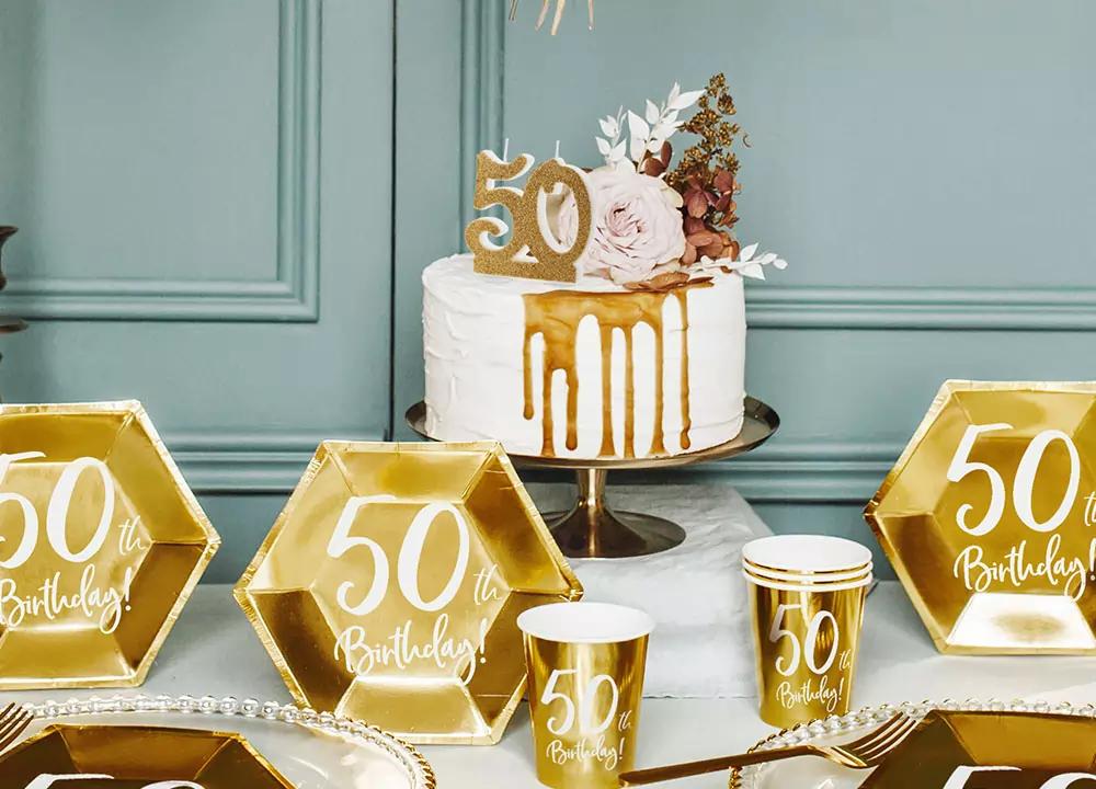Narozeninové svíčky na 50-té narozeniny, zlatá, v7,5cm, 1ks 3/4