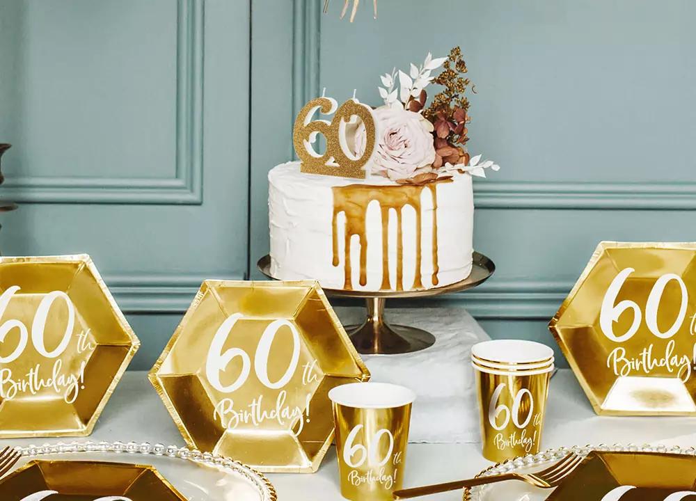 Narozeninové svíčky na 60-té narozeniny, zlatá, v7,5cm, 1ks 3/4