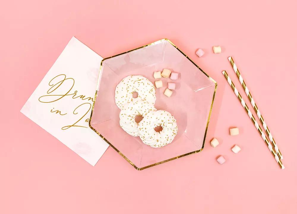 Zlaté papírové brčka 19,5 cm, 10 ks, pásky 2/3