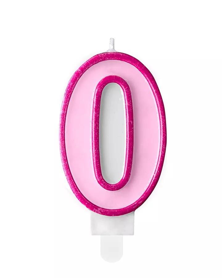 Narozeninová svíčka, číslo 0, růžová, výška 7cm, 1ks