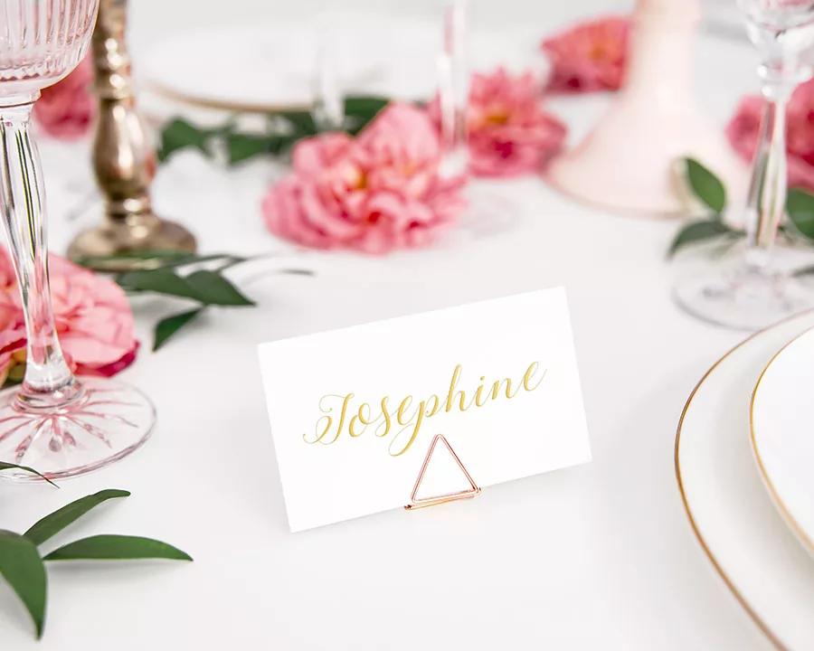 Stojan na jmenovky trojúhelník růžově zlatý 1/2