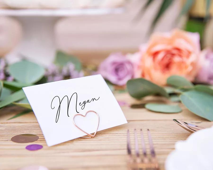 Stojan na jmenovky srdce růžově zlaté 1/4