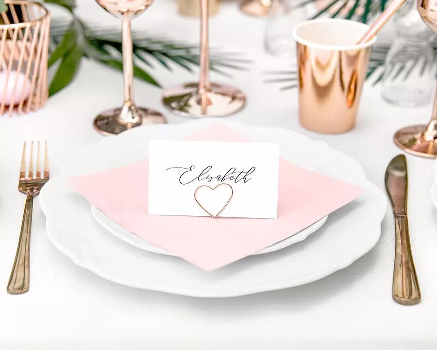 Stojan na jmenovky srdce růžově zlaté 2/4