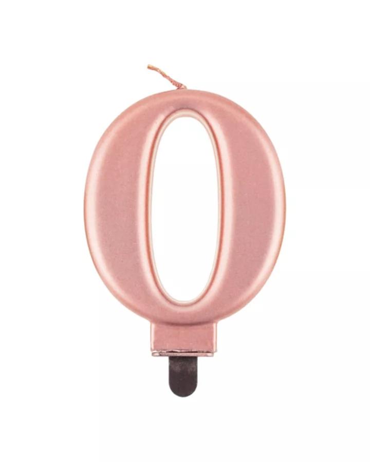 Narozeninová svíčka číslo 0, růžově zlatá, výška 8cm, 1ks
