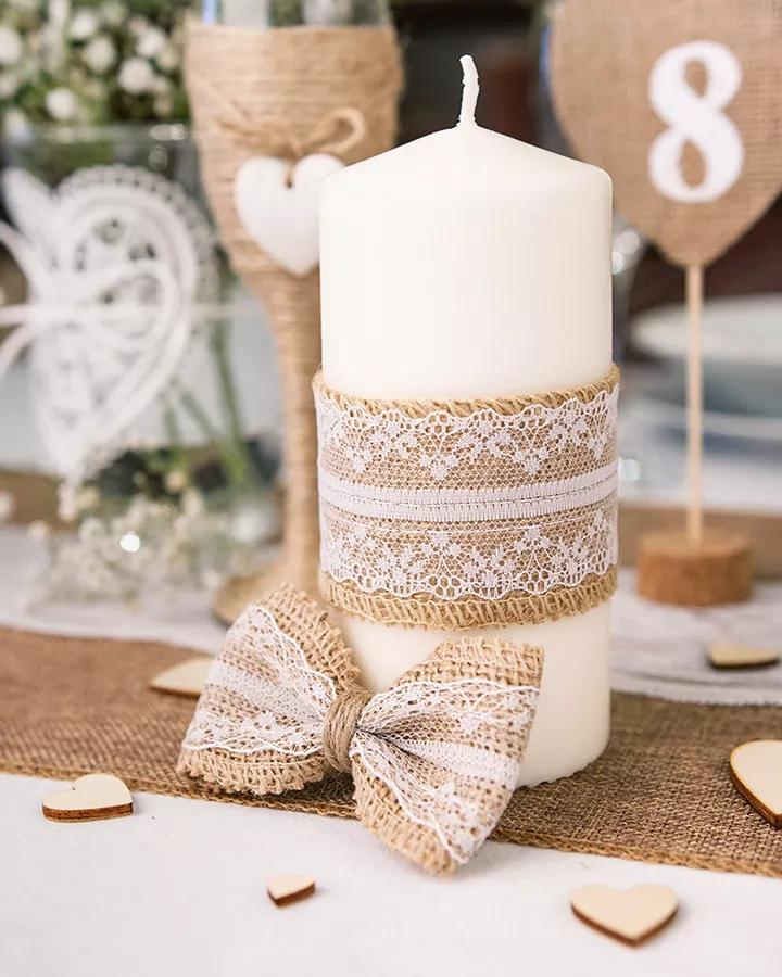 Jutová stuha s krajkou š 5 cm 2 (2 m) (krajka široký střed) 1/4