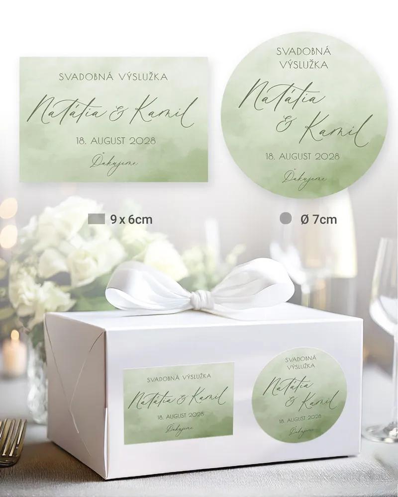 Svatební samolepky na výslužky akvarelová láska (zelená) 1/4